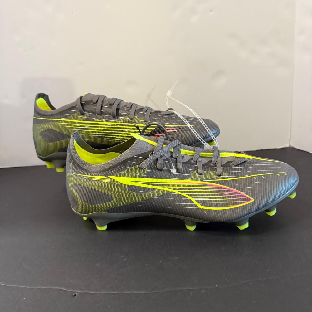 Puma Ultra Match FG/AG Mens Soccer Cleats Gray Lime Yellow Size 9